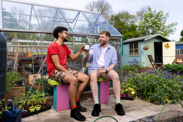 istock Happy Couple Relaxing in Allotment 1481409999