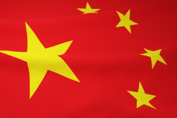 Chinese Flag, China - East Asia, Close-up, Chinese Culture, textile cloth fabric texture