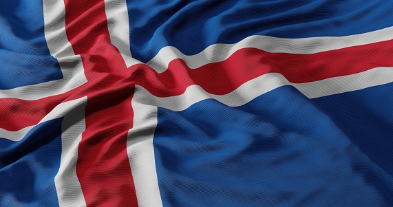 Realistic waving flag of Iceland 3D illustration. Suitable for Greeting Card, Poster, Banner and Social Media Template