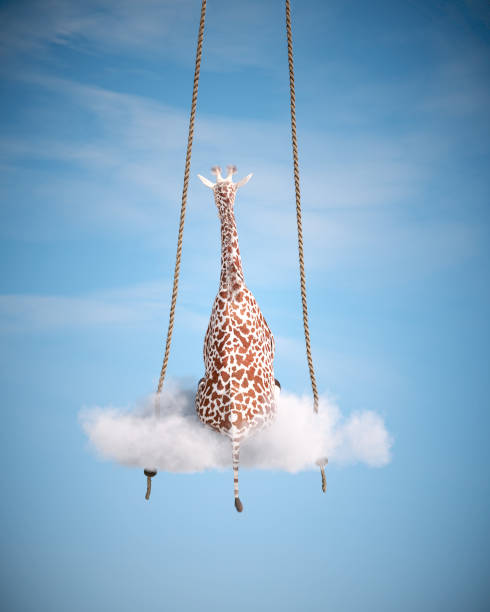 istock Giraffe sitting on a swing. Freedom and happiness concept. 1481419641