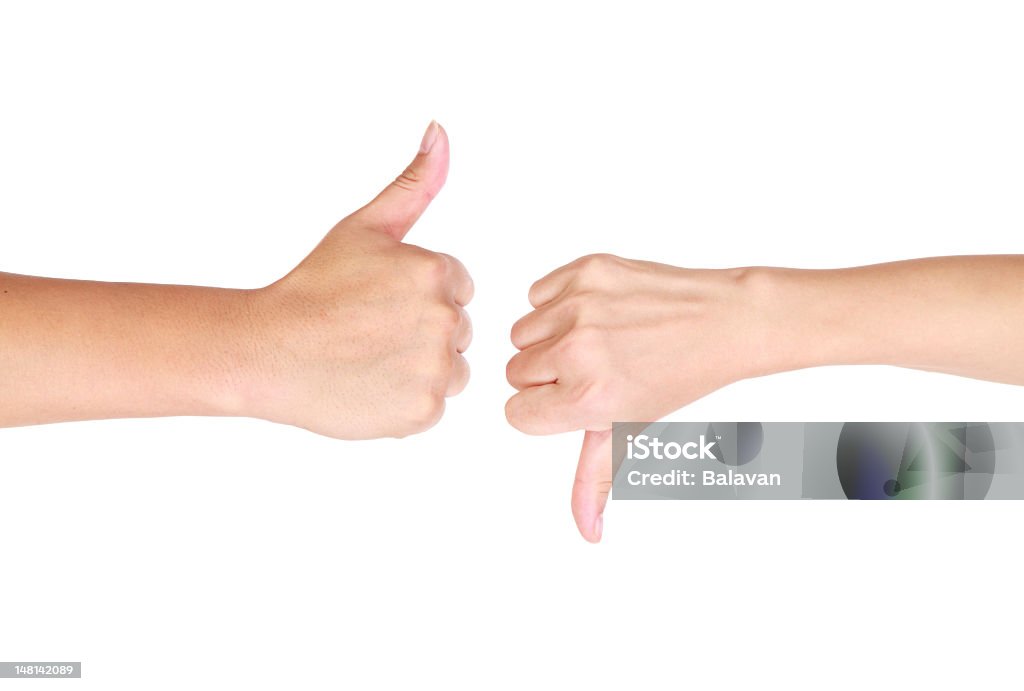 Большой палец вверх и вниз, рука организма-XXXL - Стоковые фото Белый роялти-фри