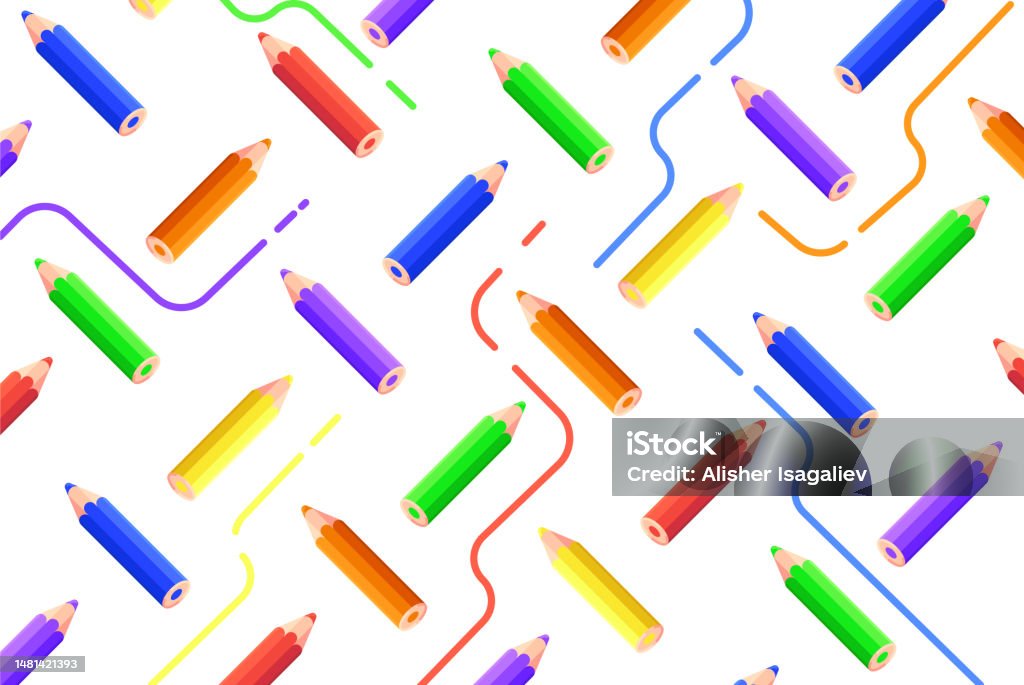 Colored Pecils Pattern Pencils Vector Pattern Illustration Stock Illustration - Download Image ...