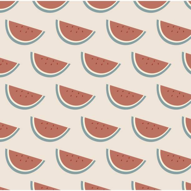 ilustrações de stock, clip art, desenhos animados e ícones de watermelon slice seamless pattern in nutral colors - nutral