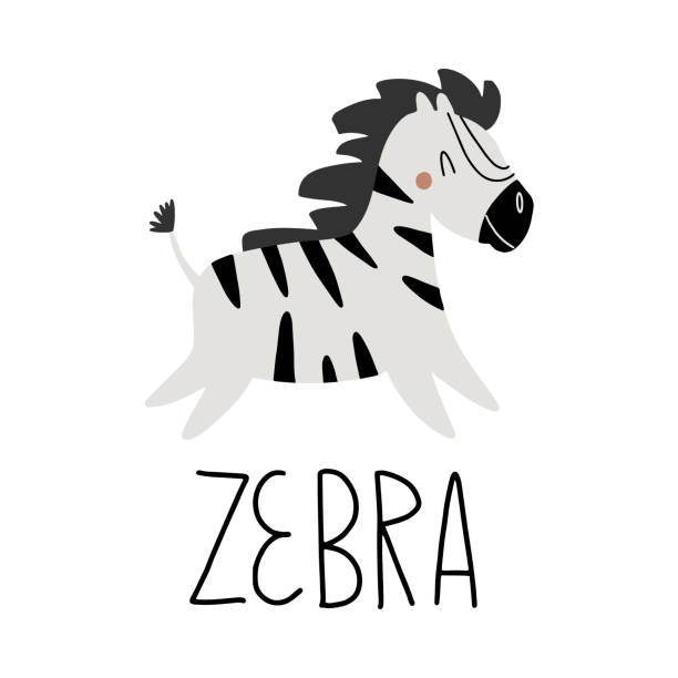 lernkarten für kinder. tiere. zebra.pädagogische arbeitsblätter für kinder. vorschulische aktivität - wild goat flash stock-grafiken, -clipart, -cartoons und -symbole