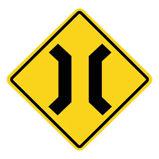 Vector illustration of Narrow bridge sign.