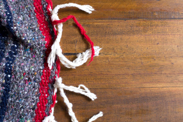 istock Native American blanket on wooden table top.  Great place for your text. 1481423593