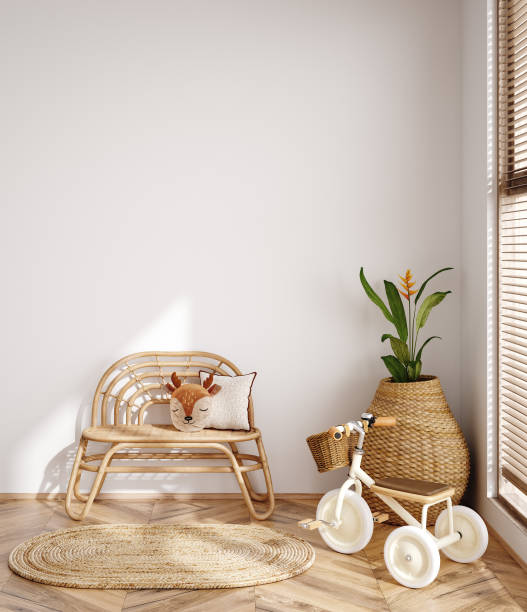 istock Nursery mockup, neutral unisex children room interior background 1481424822
