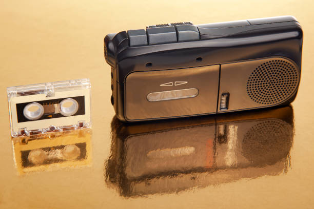 istock Audio recorder with microcassette. device for working with voice and journalism. analog audio recording. 1481425811