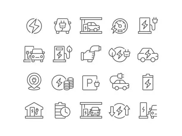 Vector illustration of Electric Vehicle Icons