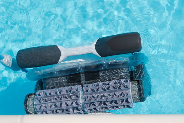 istock Robot vacuum cleaner for the pool cleans the outdoor pool 1481433774
