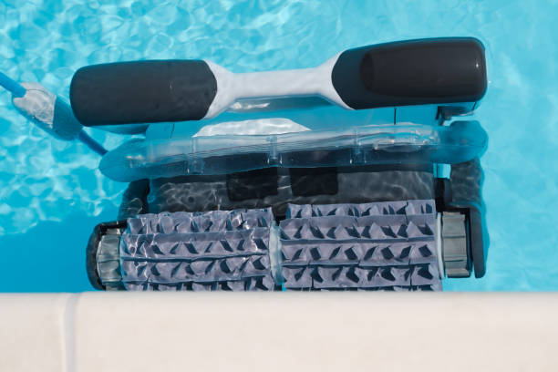 istock Robot vacuum cleaner for the pool cleans the outdoor pool 1481433792