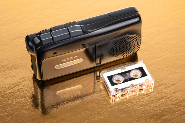 istock Audio recorder with microcassette. device for working with voice and journalism. analog audio recording. 1481434067