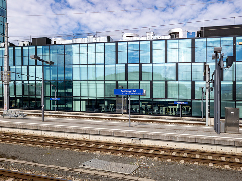 Salzburg railway station platforms in the morning.