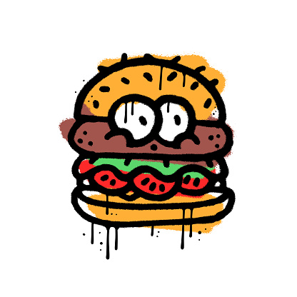 junk food character set with graffiti style