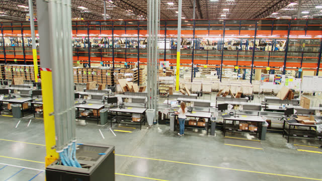 Aerial Shot Of The Inside Of a Fulfillment Center