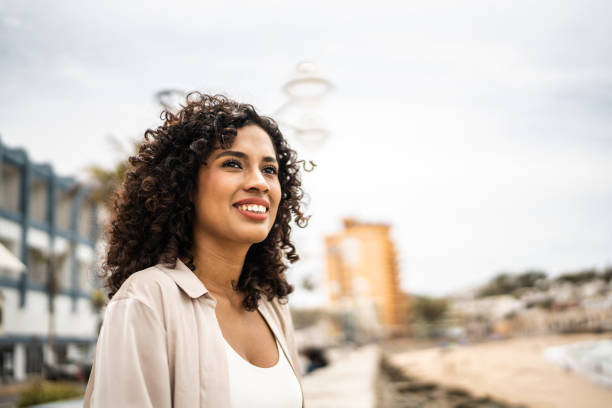 istock Young woman contemplating on the seacoast 1481446077