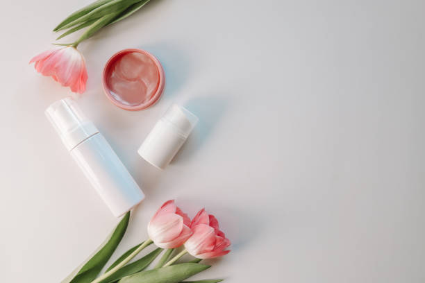 istock Cosmetics and eye patches on a white background, space for your text 1481450201