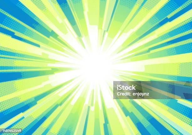Green And Blue Vector Explosion Stock Illustration - Download Image Now - Backgrounds, Exploding, Fun