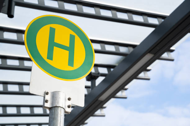 German bus stop sign with the letter H