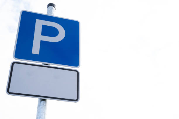 istock Blue parking sign for vehicles with copy space for text 1481454056