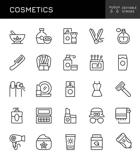Vector illustration of Line Icons of Cosmetics