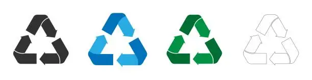 Vector illustration of Set of recycling icons. Triangle Recycling Sign Symbol