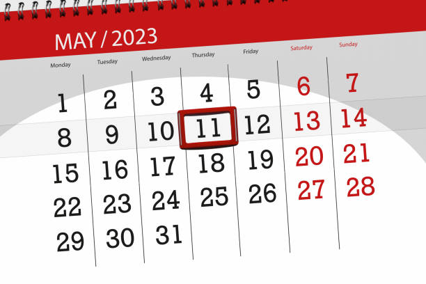 istock Calendar 2023, deadline, day, month, page, organizer, date, May, thursday, number 11 1481459197