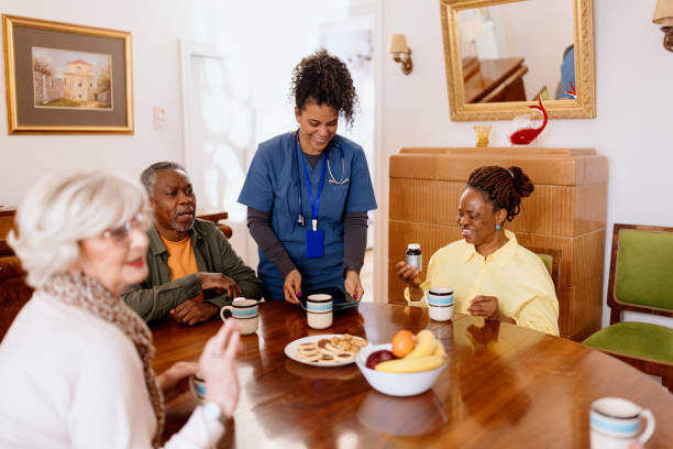 istock People talking with a nurse in the nursing home 1481466999