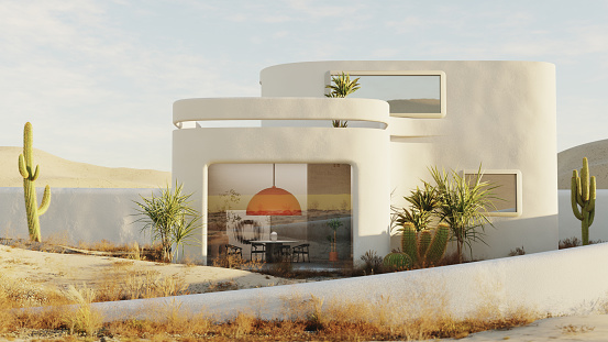 A small modern house in the desert