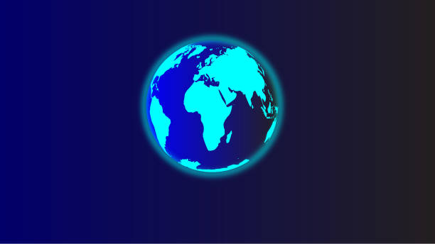 istock Night view of the Earth from space with light glowing in blue background. 1481470853