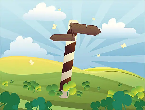 Vector illustration of mile post on the glade