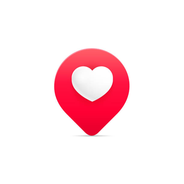 istock Red pin with the white heart for dating apps and websites. Vector illustration. 1481483809