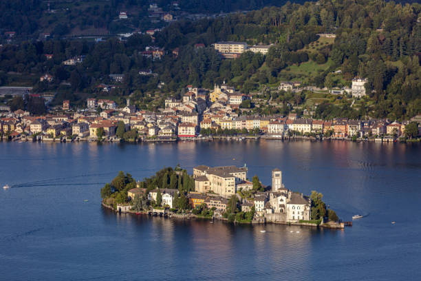 istock Lake Como with a small island with a church on it, Italy 1481486329