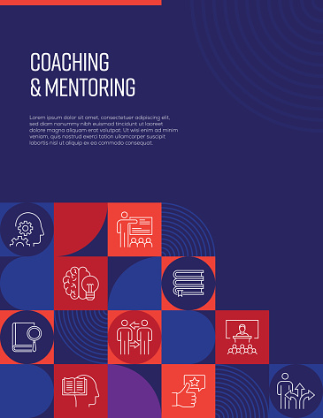 Coaching and Mentoring Related Design with Line Icons. Simple Outline Symbol Icons.