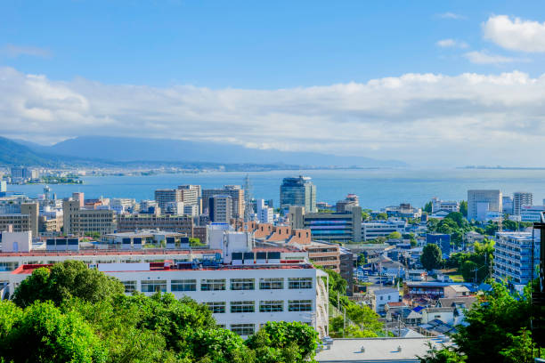 Shiga Prefecture cityscape in Japan with blue sky Shiga Prefecture cityscape in Japan with blue sky otsu city stock pictures, royalty-free photos & images