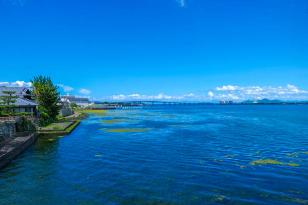 Blue sky and Lake Biwa Bridge
