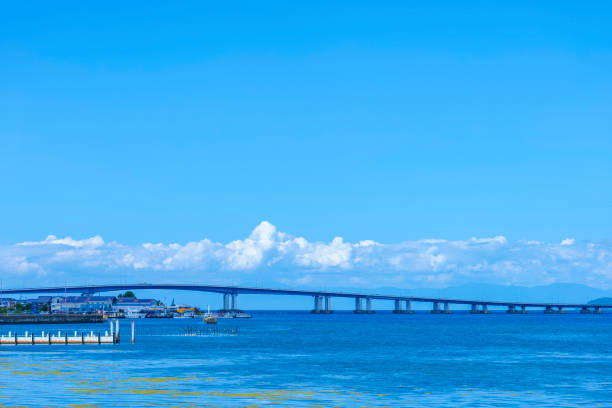 istock Blue sky and Lake Biwa Bridge 1481495380