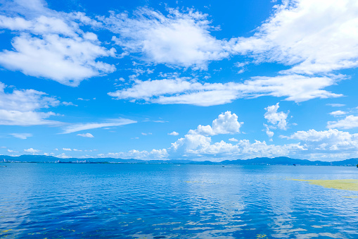 Lake Biwa and blue sky in Shiga Prefecture
