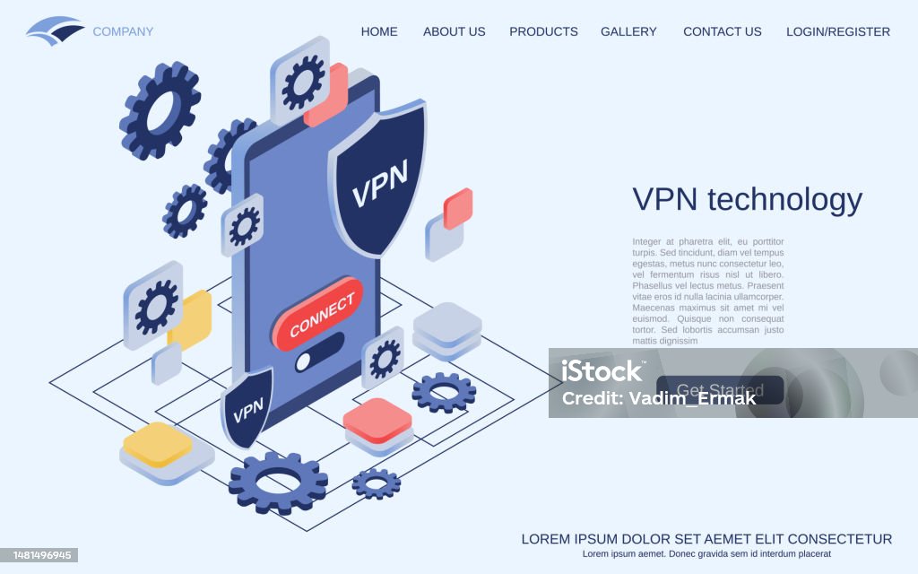 Computer Security Vpn Vpn Technology Data Encryption Protection Service Modern 3d Isometric ...