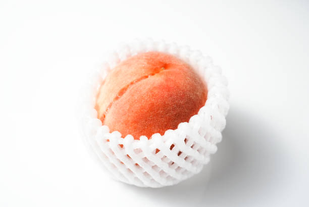 Fruit peach and white background