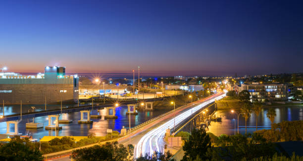 Fremantle Traffic Bridge at Night. The old Timber Bridge from 1937. Perth, Western Australia, Australia