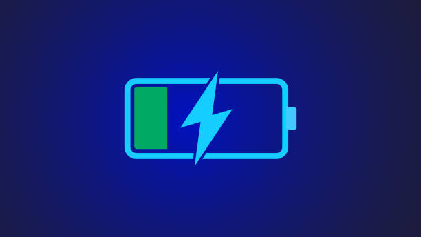 istock Abstract blue color smart phone battery charging icon illustration background graphics. 1481501968