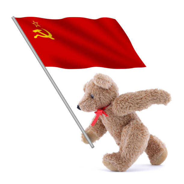 istock USSR CCCP flag being carried by a cute teddy bear 1481505343
