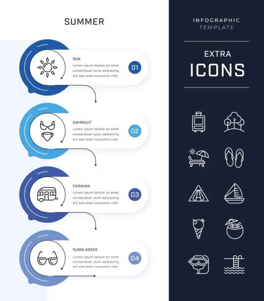 Vector illustration of Timeline Infographic Template and Summer Icon Set