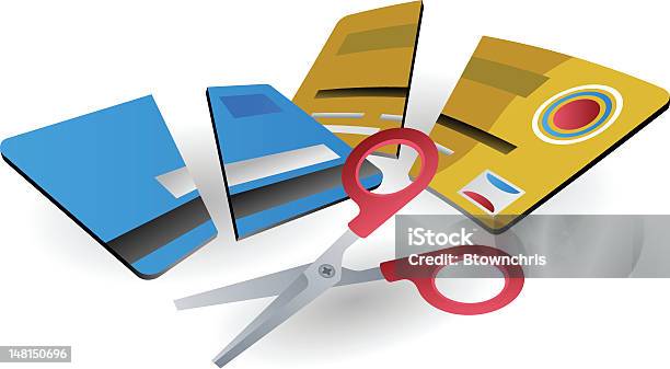 Cut Credit Cards Stock Illustration - Download Image Now - Credit Card, Cutting, Debt