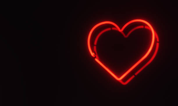 istock Glowing 3D Rendered Neon Heart Sign Over Black Background 1481507866
