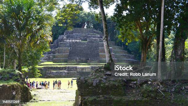 Temple Of The Jaguar Pyramid With Tourists Belize Stock Photo - Download Image Now