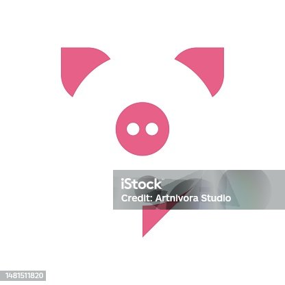 istock Vector Illustration Pig Talk Simple Mascot Style. 1481511820