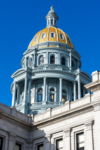 Colorado State Capitol Building in Denver with blue sky
