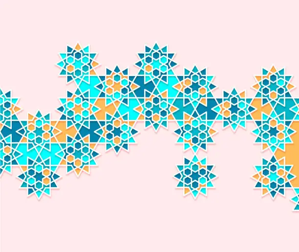 Vector illustration of arabic ornate template colorful